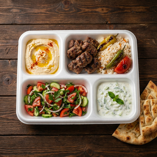 Menüteller XPS 4-geteilt | 300x265x30 mm | Weiß (200 Stk.)