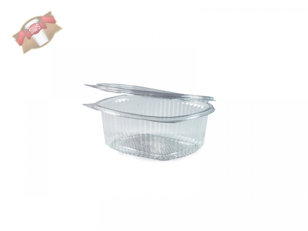 Feinkostbecher oval klar mit Deckel 750 ml PET (50 Stk.)