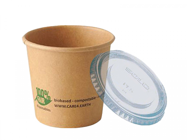 Dressingbecher, Dipbecher braun + Deckel 90 ml Portionsbecher (500 Stk.)
