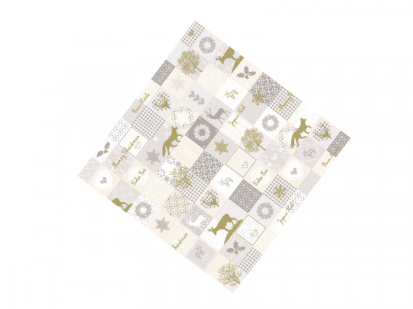 Weihnachtstischdecke aus Linclass 80x80 cm Tischdecke Motiv Pepe beige-gold (60 Stk.)