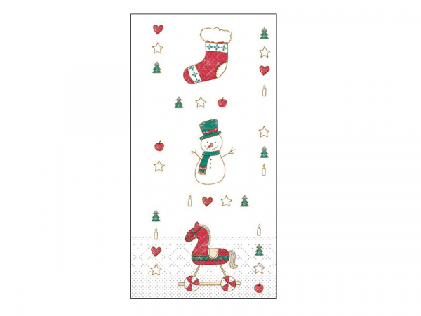 Servietten 1/8 Falz 3-lagig 33x33 cm Weihnachtsmotiv Grace beige-rot-grün (600 Stk.)