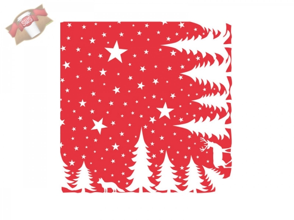Weihnachts-Serviette 40 x 40 cm 1/4 Falz Motiv Lennert rot (300 Stk.)