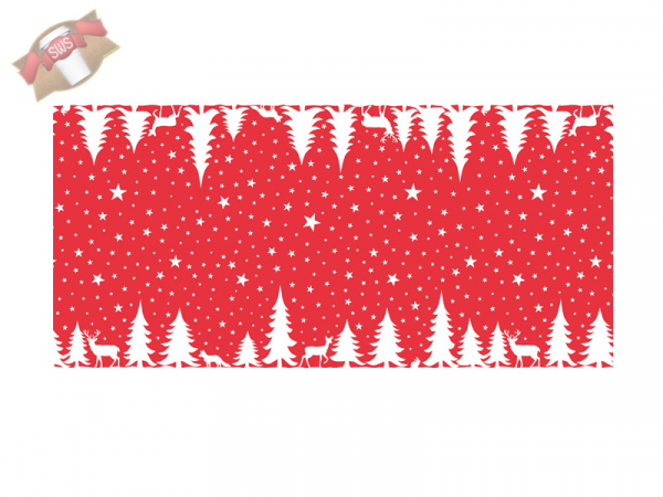 Weihnachts-Tischläufer 40 cm breit x 24 lfm. Motiv Lennert rot (4 Rollen)