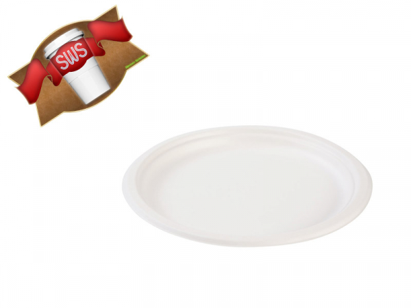 Zuckerrohr Teller Einwegteller Imbißteller 26 cm weiß (500 Stk.)