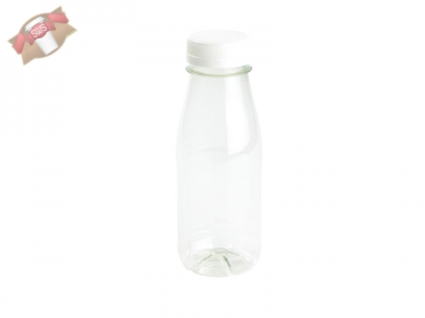 RPET Flaschen Trinkflasche Schraubverschluss 250 ml mit weißem Deckel (260 Stk.)