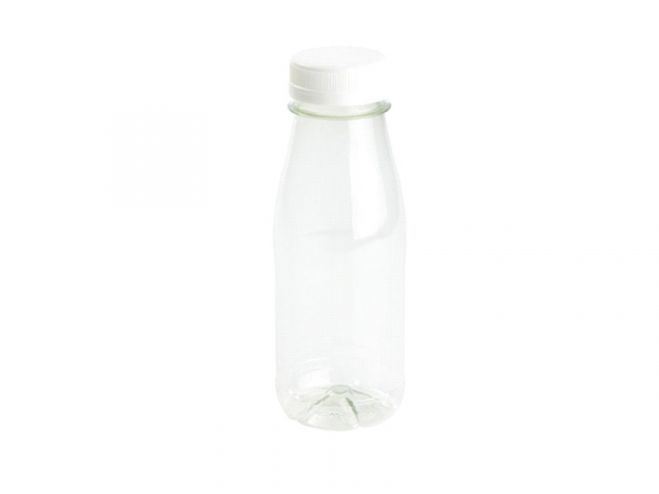 RPET Flaschen Trinkflasche Schraubverschluss 250 ml mit weißem Deckel (260 Stk.)