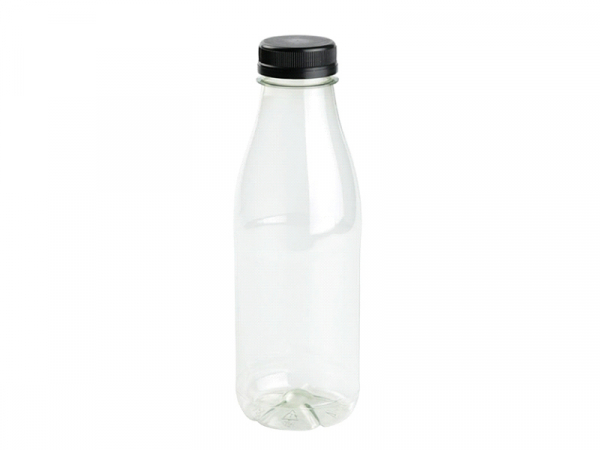 RPET Flaschen Trinkflasche Schraubverschluss 500 ml mit schwarzem Deckel (198 Stk.)