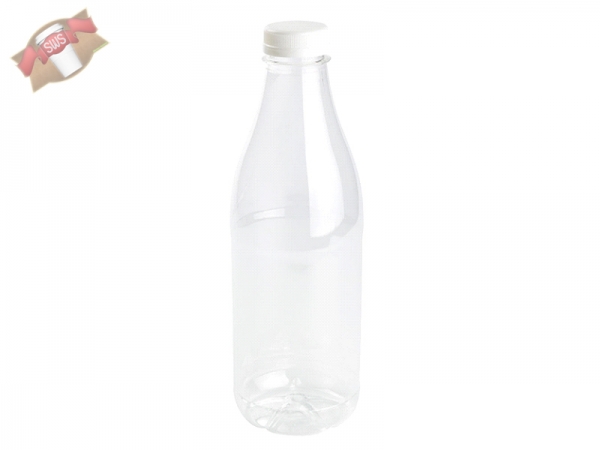 RPET Flaschen Trinkflasche Schraubverschluss 1000 ml mit weißem Deckel (60 Stk.)