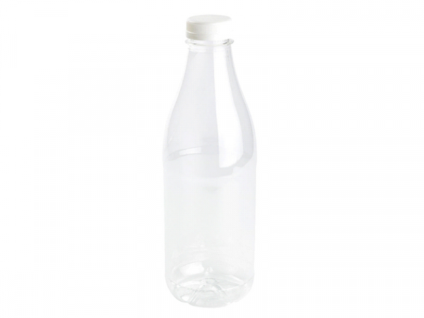 RPET Flaschen Trinkflasche Schraubverschluss 1000 ml mit weißem Deckel (60 Stk.)