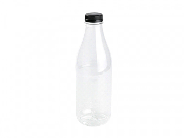 RPET Flaschen Trinkflasche Schraubverschluss 1000 ml mit schwarzem Deckel (60 Stk.)