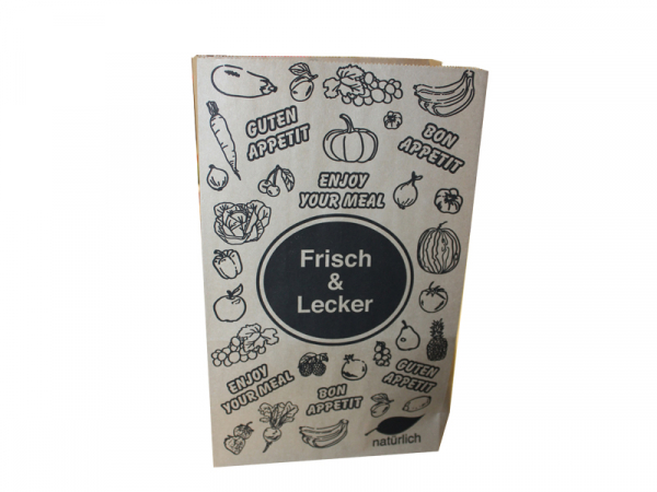 Bio Blockbeutel Braun "Frisch & Lecker" 19+12x32cm (500 Stk.)