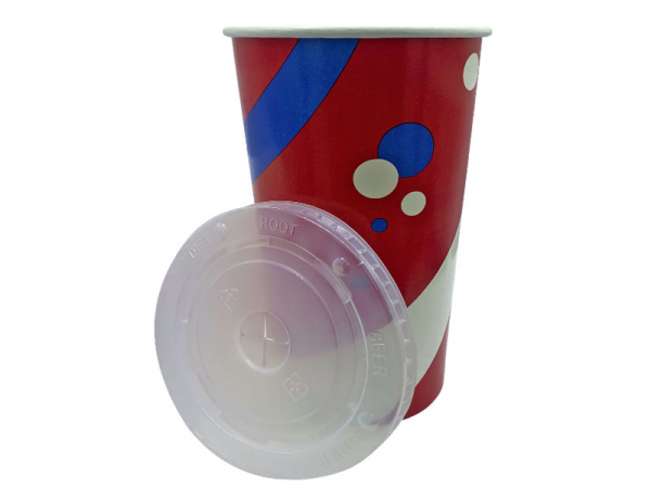 Pappbecher 1 l. Kinobecher mit Eichstrich und Deckel (100 Stk.)