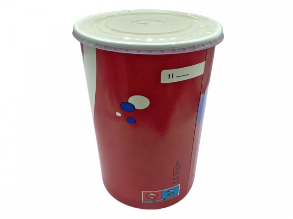 Pappbecher 1 l. Kinobecher mit Eichstrich und Deckel (100 Stk.)