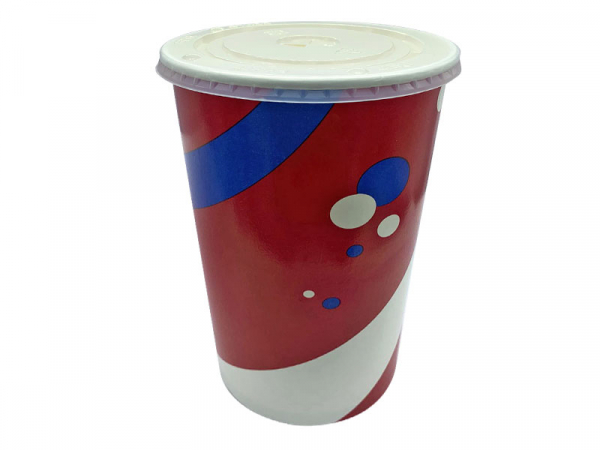 Pappbecher 1 l. Kinobecher mit Eichstrich und Deckel (100 Stk.)