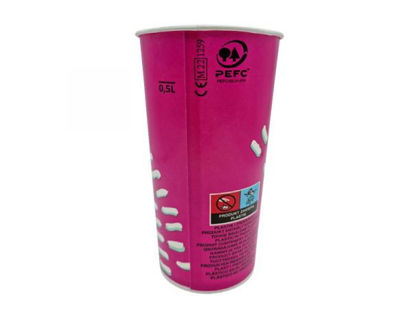 Kaltgetränkebecher Sunrise 0,5 l pink PEFC (20x50)