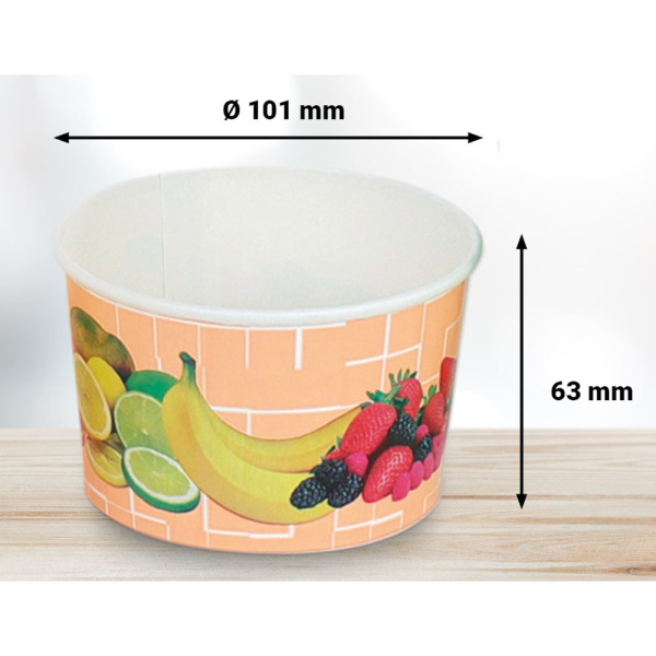 Eisbecher | 340 ml | Ø 101 x 63 mm | Neutralmotiv „Früchte lachs/rosa“ (50 Stk.)
