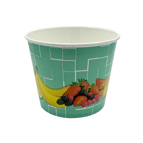 Eisbecher aus Hartpapier | 500ml | Ø105x84mm | Motiv „Früchte Türkis“ (45 Stk.)