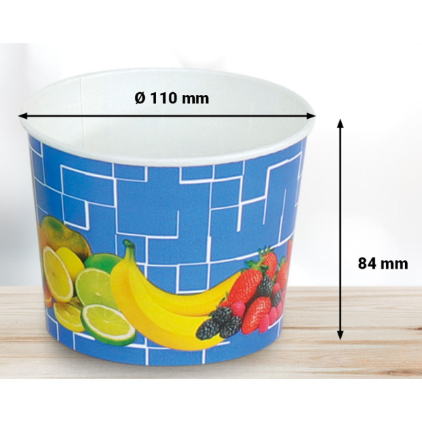 Eisbecher/Hartpapierbecher | 580ml | Ø110x84mm | Motiv „Früchte blau“ (50 Stk.)