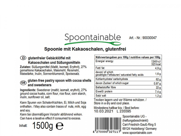 Eislöffel Eisspaten "Spoonie choc" essbar, vegan 7 cm lang (840 Stk.)
