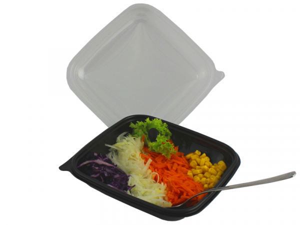 Crudi Boxen Salatschale schwarz + Deckel klar 750 ml (1x480 Stk.)