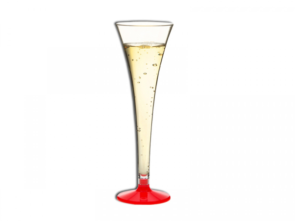 Mehrwegbecher Sekt Sektglas PC 0,1 ltr. Fuss/leucht Rot (100 Stk.)