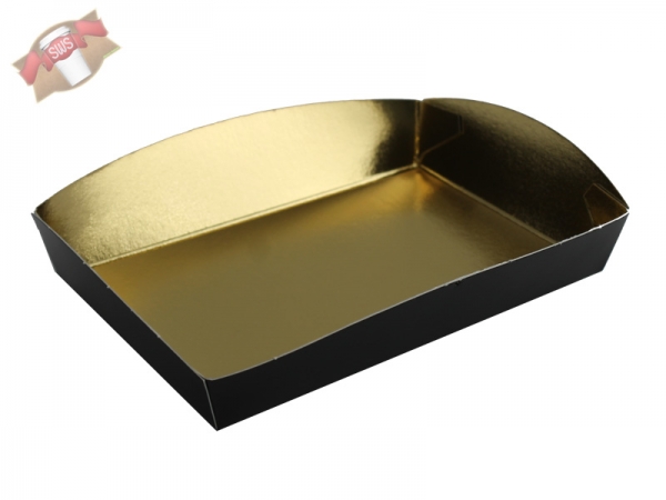 Gebäckschalen Plätzchen Exclusiv schwarz/gold (hochglanz) 125x85x30 mm (500 Stk.)