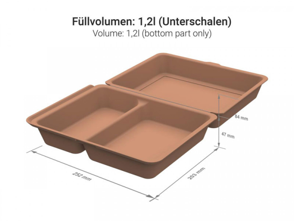 Mehrweg Menüboxen "ToGo" large braun 203 x 252 x 84 mm (25 Stk.)