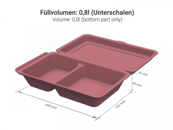 Mehrweg Menüboxen "ToGo" medium rot 157 x 246 x 61 mm (50 Stk.)