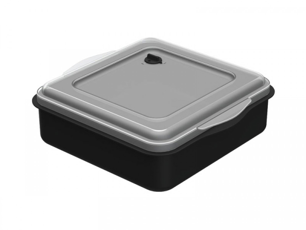 Mehrweg Universalbox „ToGo“, schwarz/transparent 220 x 210 x 70 mm (35 Stk.)