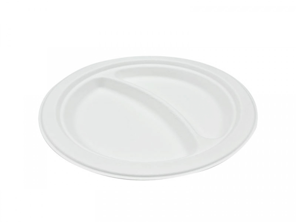 Menüteller aus Zuckerrohr (Bagasse) 2 geteilt 22,5 cm (500 Stk.)
