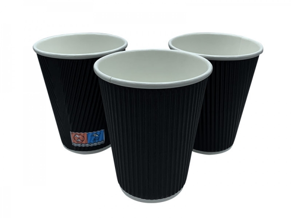 Coffee to Go Becher Ripple Cups schwarz 300 ml (50 Stk.)