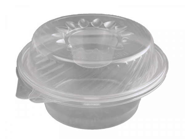 Salatschale klar mit Dipfach im Domdeckel 2100 ml (100 Stk.)