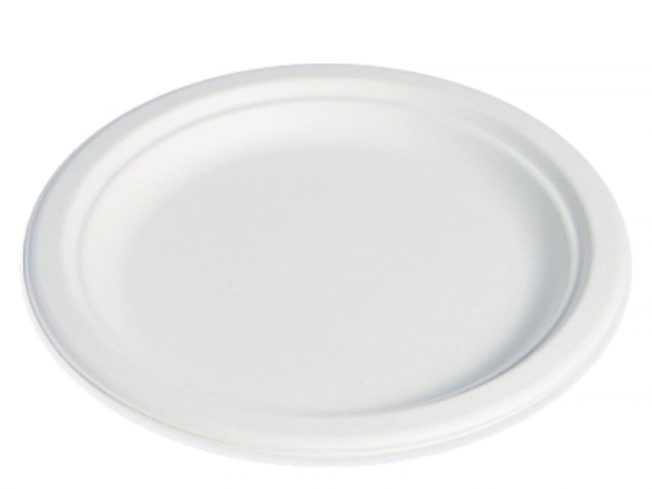 Zuckerrohr Bagasse Teller rund Ø 22,2 cm Bio weiß (500 Stk.)