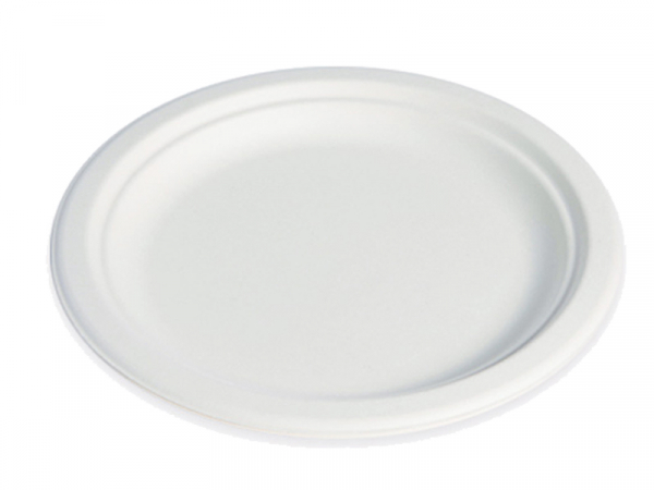 Zuckerrohr Bagasse Teller rund Ø 23 cm Bio weiß (500 Stk.)