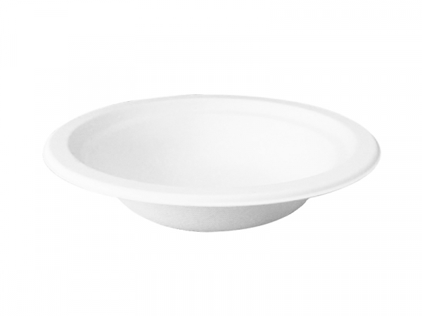 Zuckerrohr Bagasse Schale Teller rund 450 ml Ø 180 mm Bio weiß (600 Stk.)