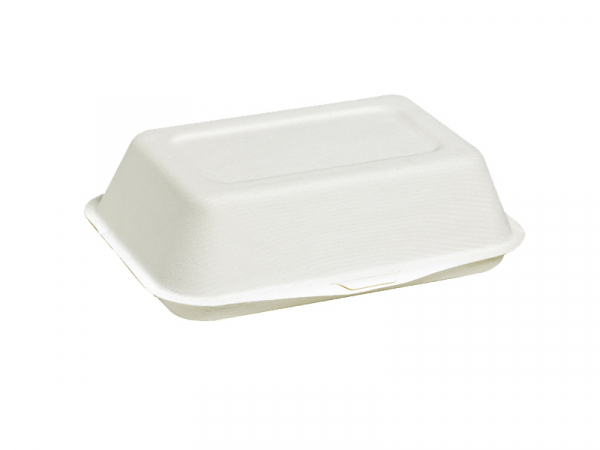 Zuckerrohr Menüboxen mit Klappdeckel 450 ml 170x125x50 mm weißlich (500 Stk.)