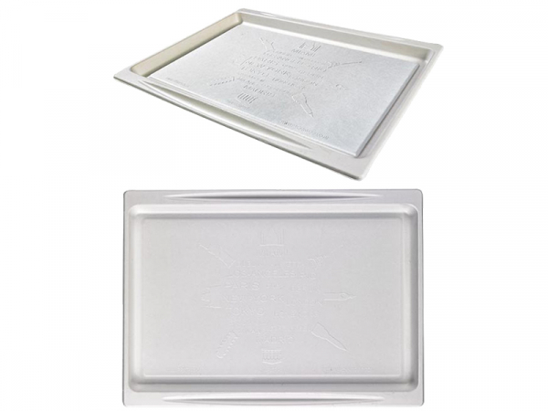 Bio-Zuckerrohrschalen Tabletts Teller rechteckig mit berühmten Monumenten 380x275x20 mm weiß (50 Stk.)