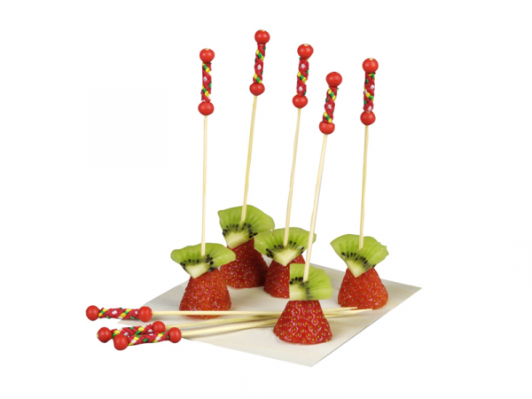 Bio-Bambus Spieße Deko Picker Holzspieße rote Natur Perlen 11,2 cm (2000 Stk.)
