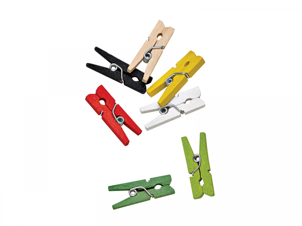 Bio-Mini Holz Wäscheklammer Clips für Tüten 25 mm bunt (2000 Stk.)