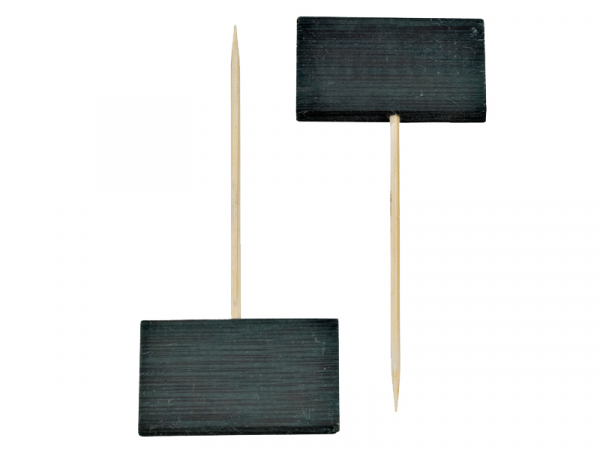 Bio-Bambus Spieße Deko Picker Holzspieße mit schwarz Tafel 9 cm (400 Stk.)