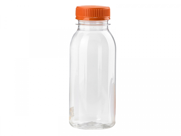 Runde PET-Trinkflaschen mit orangefarbener Kappe 500 ml X55PCS (55 Stk.)