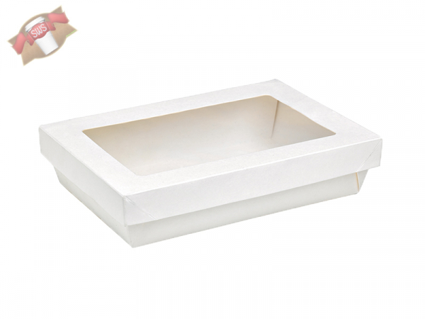 Krayboxen weiß mit Fenster 225x155x50 mm, Salat Box (200 Stk.)