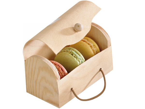 Bio Holzbox für 3 Macarons 110x78x55mm (100 Stück)