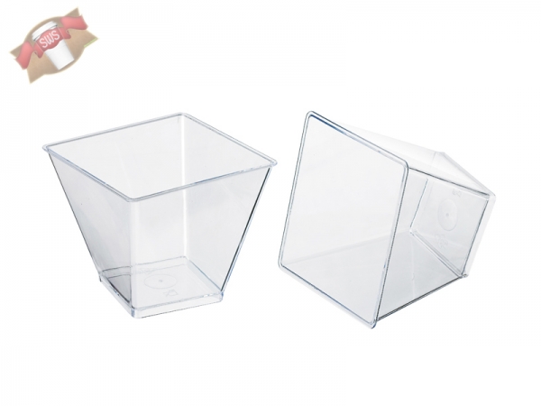 Bio PLA Plastikbecher quadratisch transparent 61x61x70mm 100ml (600 Stück)