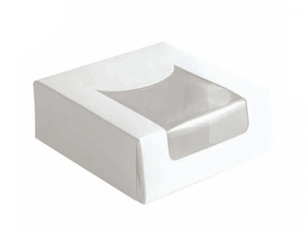 Pappboxen Kuchenboxen mit Sichtfenster quadr. 10x10x4 cm weiß (420 Stk.)