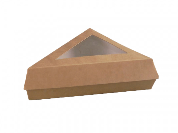 Pappboxen Kuchenboxen mit Sichtfenster dreieckig 170x170x130 mm braun (200 Stk.)