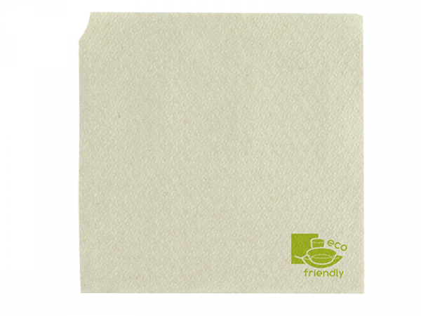 Bio Servietten naturfarben mit Logo "Eco friendly" 1-lagig 290x300 mm (6000 Stk.)