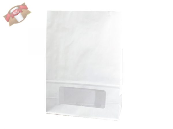 Bio Sandwichtüte Papiertasche weiß Sichtfenster 150x75x220 mm (500 Stk.)