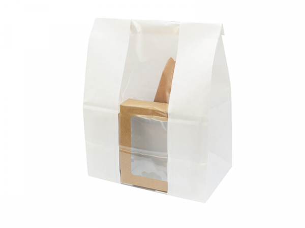 Bio Sandwichtüte Papiertasche weiß Sichtfenster 180x110x265 mm (500 Stk.)
