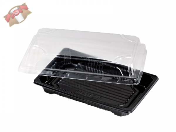 Schwarze Sushi Schachteln mit transparentem Deckel 170x120x40mm (200 Stück)